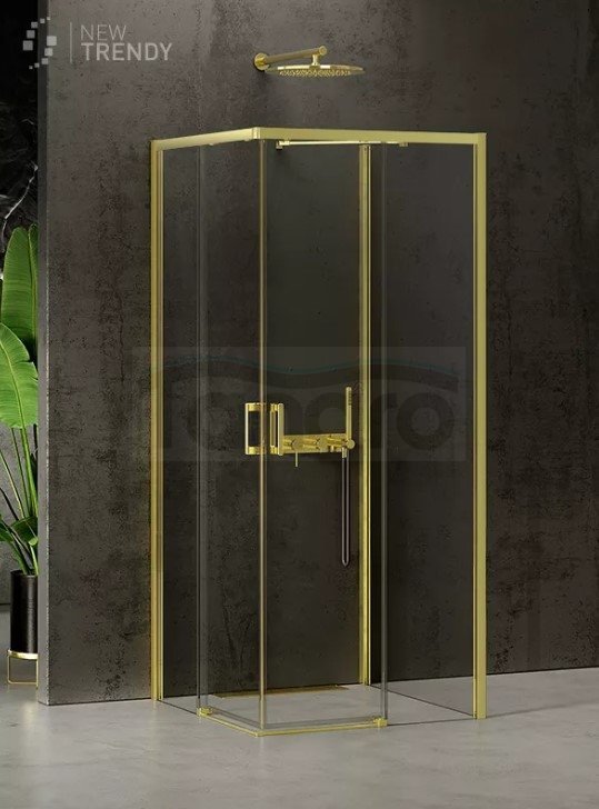 NEW TRENDY Kabina prysznicowa drzwi podwójne przesuwne PRIME LIGHT GOLD 70x80x200 K-1543