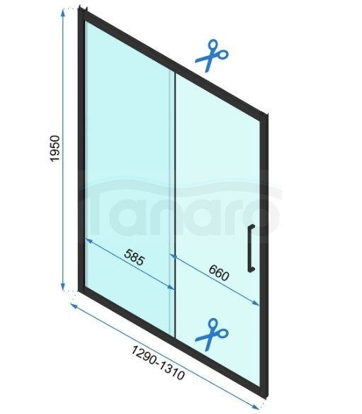 REA - Kabina Prysznicowa Przyścienna RAPID SLIDE Black-Czarna  /drzwi 130 + ścianka 100 x2 + ramię x2/