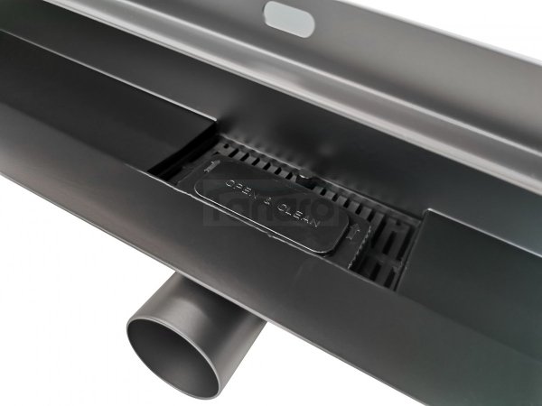 AQUALine - Odpływ liniowy ścienny czarny/black 2w1 pod płytkę Rozmiar 80cm S04BK800