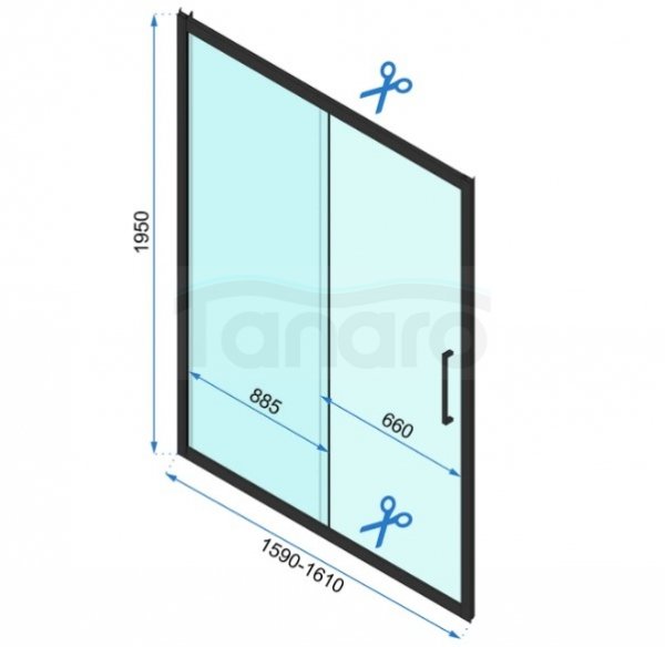 REA - Kabina Prysznicowa Przyścienna RAPID SLIDE Black-Czarna  /drzwi 160 + ścianka 100 x2 + ramię x2/