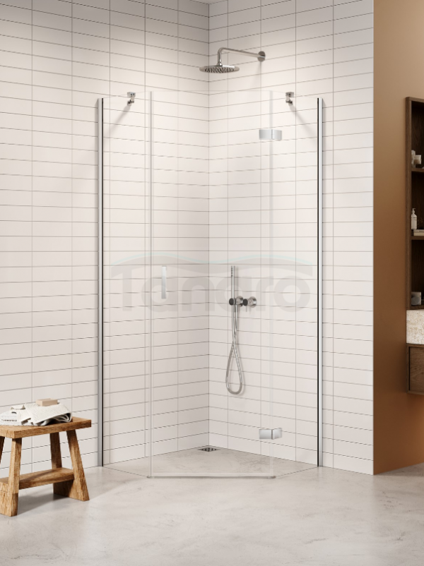 NEW TRENDY Kabina NESTA chrom 1D pięciokątna L 80x80x200 czyste 6mm Active Shield 2.0 K-3685