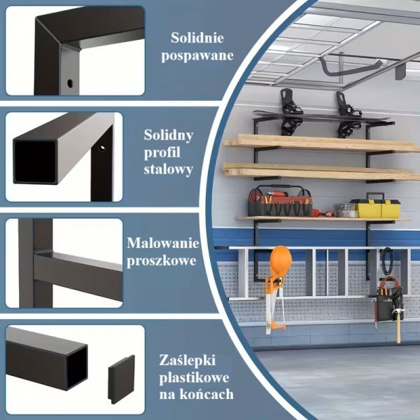 ✅ Wieszak – organizer z półką do przechowywania desek | Stal malowana proszkowo MetalFab