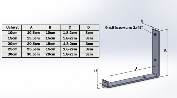 Wspornik Półki 20 cm do Kuchni Salonu Loft Wieszak