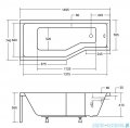 Besco Integra 150x75cm wanna asymetryczna lewa + obudowa + syfon #WAI-150-PL/#OAI-150-NS/19975