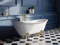 Besco Olaya Glam złota 160x68cm wanna owalna Retro + nogi czarne #WAO-160-GZB