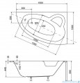 Besco Natalia 150x100cm wanna asymetryczna prawa + obudowa CZARNY mat + syfon CZARNY #WAN-150-NP/OAN-150-NPC/19977