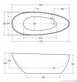 Besco Goya XS 142x62cm wanna wolnostojąca konglomeratowa MATOWA + syfon klik-klak chrom #WMMB-140G