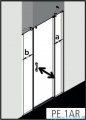 Kermi Pega drzwi wahadłowe 1-skrzydłowe z dwoma polami stałymi 160 cm prawe przejrzyste PE1AR16020VPK