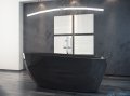 Besco Goya 160x70cm wanna wolnostojąca czarna + syfon klik-klak grafitowy czyszczony od góry #WMD-160GBGR