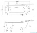 Besco Olaya Glam srebrna 160x68cm wanna owalna Retro + nogi złote #WAO-160-GSG
