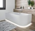 Riho Desire Corner Velvet LED wanna asymetryczna Riho Fall napełnianie przez przelew z oświetleniem prawa 184x84cm MATOWA B087008105