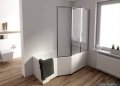 Besco Integra 170x75cm Wanna asymetryczna Prawa + parawan 3-skrzydłowy #WAI-170-PP3