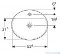Geberit VariForm Umywalka owalna z półką z otworem na baterię, bez przelewu 55x45cm KeraTect 500.722.00.2