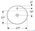Geberit VariForm Umywalka owalna z półką z otworem na baterię, bez przelewu 50x45cm KeraTect 500.714.00.2