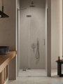 New Trendy Nesta Gunmetal Brushed 120x200 cm drzwi wnękowe lewe wspornik skośny grafit szczotkowany/szkło przejrzyste D-0935A