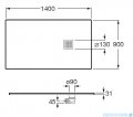 Roca Terran 140x90cm brodzik prostokątny konglomeratowy biały AP10157838401100