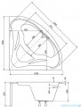 Besco Mia 120x120cm wanna narożna + obudowa CZARNY mat + syfon CZARNY #WAM-120-NS/OAM-120-NSC/19977