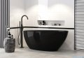 Besco Goya XS Black 142x62cm wanna wolnostojąca czarna konglomeratowa + odpływ klik-klak #WMD-140-GB