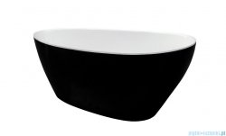 Besco Goya 160x70 wanna biało-czarna wolnostojąca + syfon klik-klak czarny czyszczony od góry #WMD-160-GWB