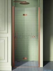 New Trendy New Soleo Copper Brushed drzwi wnękowe bifold 90x195 cm lewe miedź szczotkowana/szkło przejrzyste D-0503A