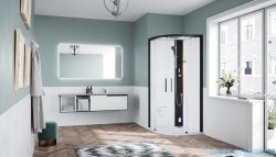 Novellini Glax 1 2.0 kabina z sauna parową 90x90 czarna G21R90T5-1HH