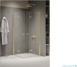 New Trendy New Soleo Light Gold 100x100x195 cm kabina złoty połysk/szkło przejrzyste K-1958
