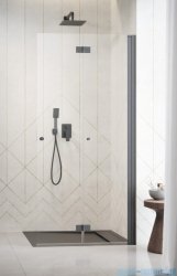 Radaway Nes 6 Brushed GunMetal KDD B kabina walk-in 80cm prawa szczotkowany grafit szkło przejrzyste 10024080-92-01R