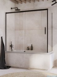 Radaway Idea Black Pn Dwj+S parawan nawannowy 140x75cm lewy czarny mat/szkło przejrzyste 10042140-54-01L/10005075-54-01R