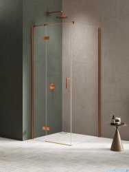 New Trendy Nesta Copper Brushed kabina 90x110x200 cm lewa wspornik równoległy miedź szczotkowana/szkło przejrzyste K-4600