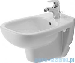 Duravit D-Code bidet wiszący compact z przelewem z otworem na baterię 350x480 mm 223715 00 002