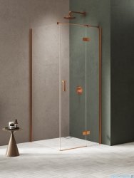 New Trendy Nesta Copper Brushed kabina 80x70x200 cm prawa wspornik równoległy miedź szczotkowana/szkło przejrzyste K-4620