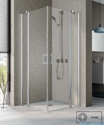 Kermi Pega wejście narożne, jedna połowa z polem stałym, prawa 110 cm, szkło przezroczyste PEEPR11020VPK