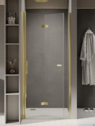 New Trendy New Soleo Light Gold drzwi wnękowe bifold 100x195 cm lewe złoty połysk/szkło przejrzyste D-0466A