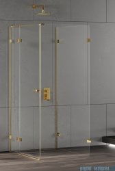 New Trendy Eventa Gold Shine kabina prysznicowa przyścienna z drzwiami bocznymi 90x90x200 cm przejrzyste lewe Złoty połysk EXK-4824