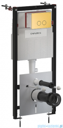Omnires Eco Flush Set Strongframe stelaż podtynkowy do WC z eco spłukiwaniem + STEEL-R45 przycisk spłukujący złoty szczotkowany ze stali nierdzewnej STFWCECO1R45-RGLB