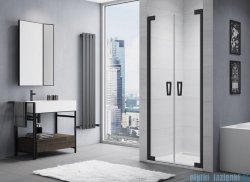 SanSwiss Cadura Black Line drzwi wahadłowe 80cm dwuczęściowe profile czarny mat CA2C0800607