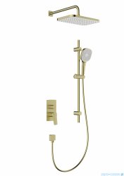 KFA MALAGA BRUSHED LIGHT GOLD podtynkowy zestaw prysznicowy z baterią 3 funkcyjną i natryskiem przesuwnym złoty szczotkowany 4529-301-31