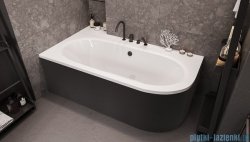 Besco Avita 180x80cm wanna asymetryczna lewa + obudowa CZARNY mat + syfon CZARNY #WAV-180-NL/OAV-180-NSC/19977