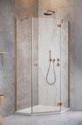 Radaway Essenza 8 Brushed Copper Ptj kabina pięciokątna 90x80cm prawa szczotkowana miedź 10490000-93-01R/10490600-01-01