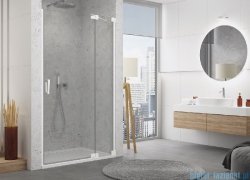 SanSwiss Cadura White Line drzwi wahadłowe 80cm jednoczęściowe prawe z polem stałym biały mat CA13D0800907