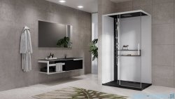 Novellini Glax 2 2.0 kabina z hydromasażem 120x80 lewa czarna G222P129SM1-1HU
