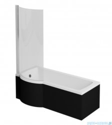 Besco Inspiro 160x70cm wanna z parawanem lewa + obudowa CZARNY mat + syfon CZARNY #WAI-160-PLE/#OAI-160-IIC/19977
