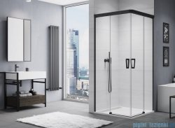 SanSwiss Cadura Black Line drzwi przesuwne 100cm jednoskrzydłowe prawe z polem stałym profile czarny mat CAE2D1000607