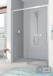 Kermi Pega drzwi przesuwne 1-skrzydłowe z jednym polem stałym 140 cm lewe  przejrzyste PED2L14020VPK