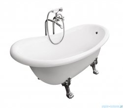 Besco Otylia Glam srebrna 160x77 wanna wolnostojąca Retro + nogi chrom #WKO-160-GSC