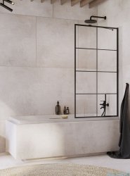 Radaway Idea Black Pnj Factory parawan nawannowy 90cm L/P czarny mat/szkło przejrzyste 10001090-54-55