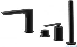 Kohlman Experience black 4-otworowa bateria wannowa czarny mat QB244EB