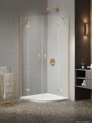 New Trendy Nesta Gold Brushed kabina półokrągła 80x80x200 cm złoto szczotkowane/szkło przejrzyste K-3796