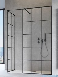 Radaway Modo New Black III kabina Walk-in 145x90x200 Factory czarny mat/szkło przejrzyste 389145-54-55/389094-54-55/389000-54