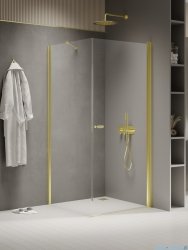 New Trendy New Soleo Light Gold 90x110x195 cm kabina wspornik skośny złoty połysk/szkło przejrzyste K-1843